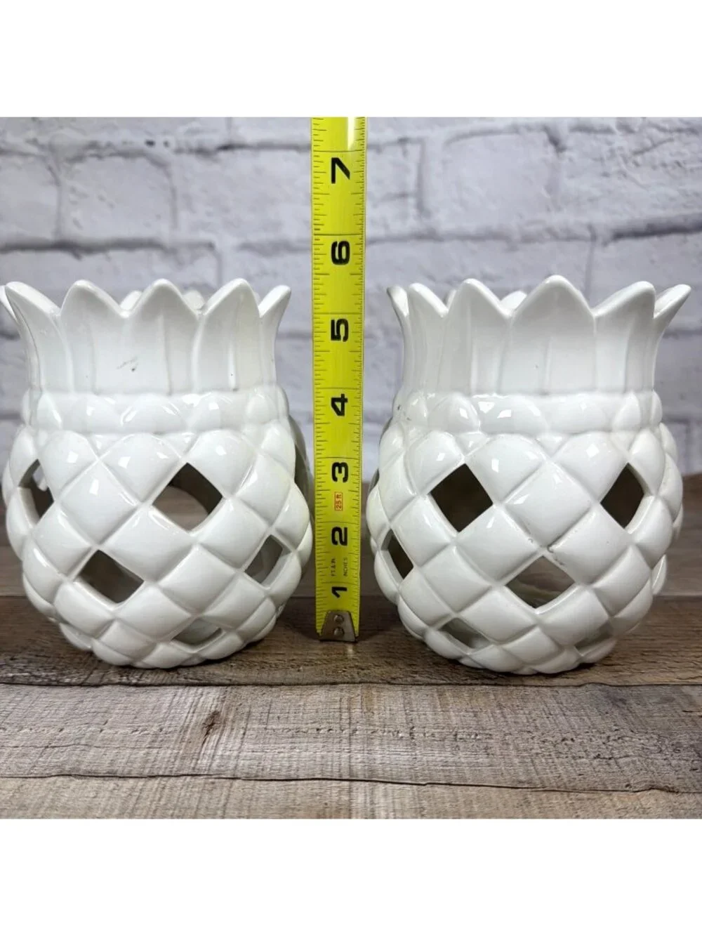 Bath & Body Works Pair Ceramic Pineapple Set Of 2 Candle Holders Oil Wax Warmer